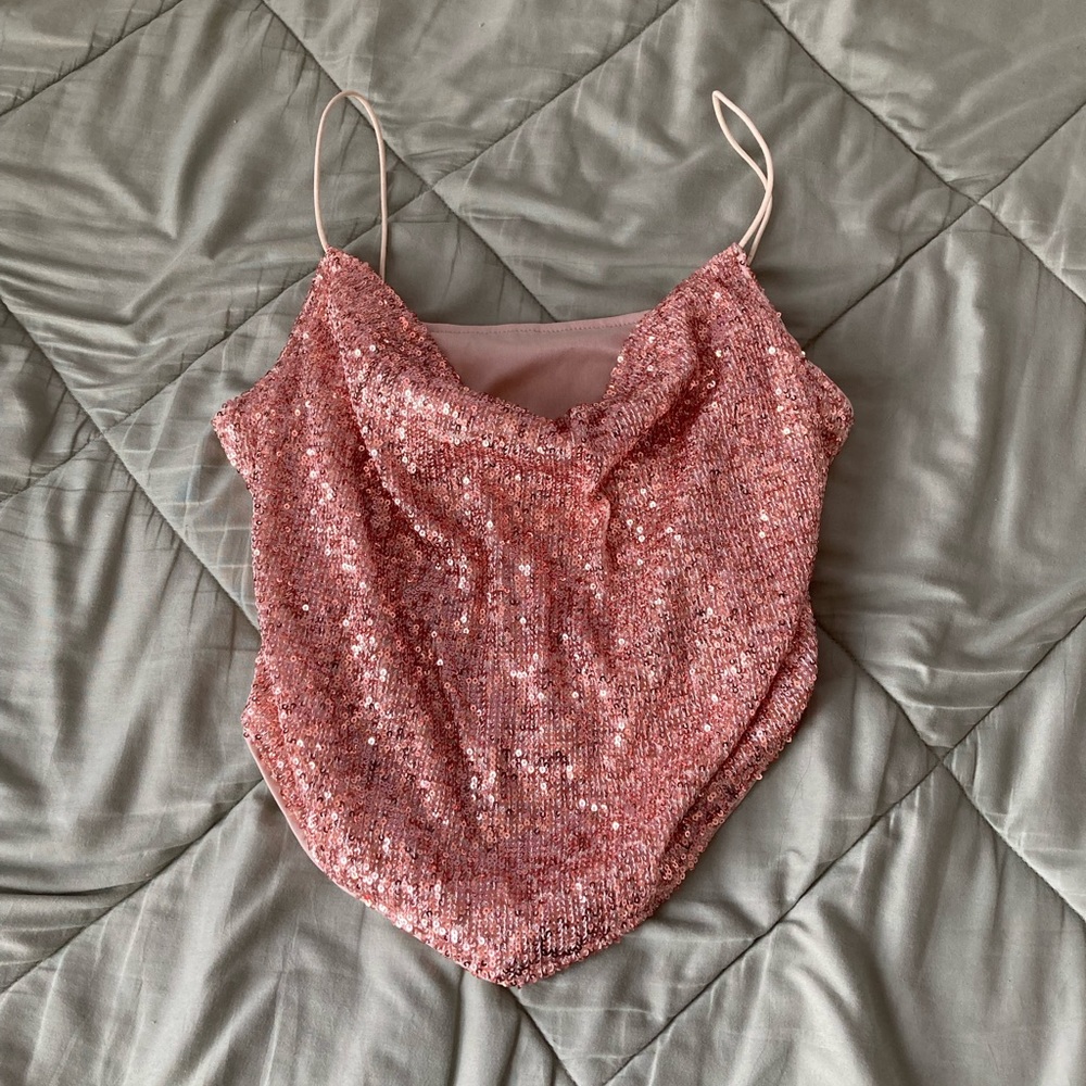 Pink sparkly tank and crop top